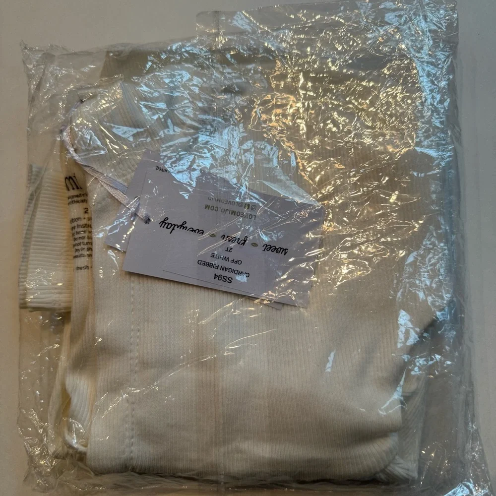 Omi Jo NWT by WDW Simple Cardigan Ribbed Off White Hooded Long Sleeve Girls 2T
